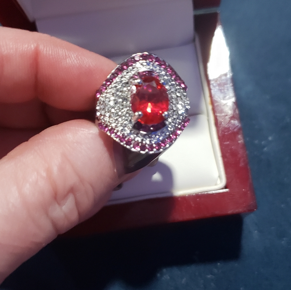 Large Ruby 925 Silver Ring. New - image 4